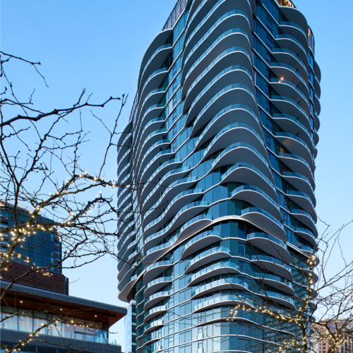 photo of the high rise at dusk