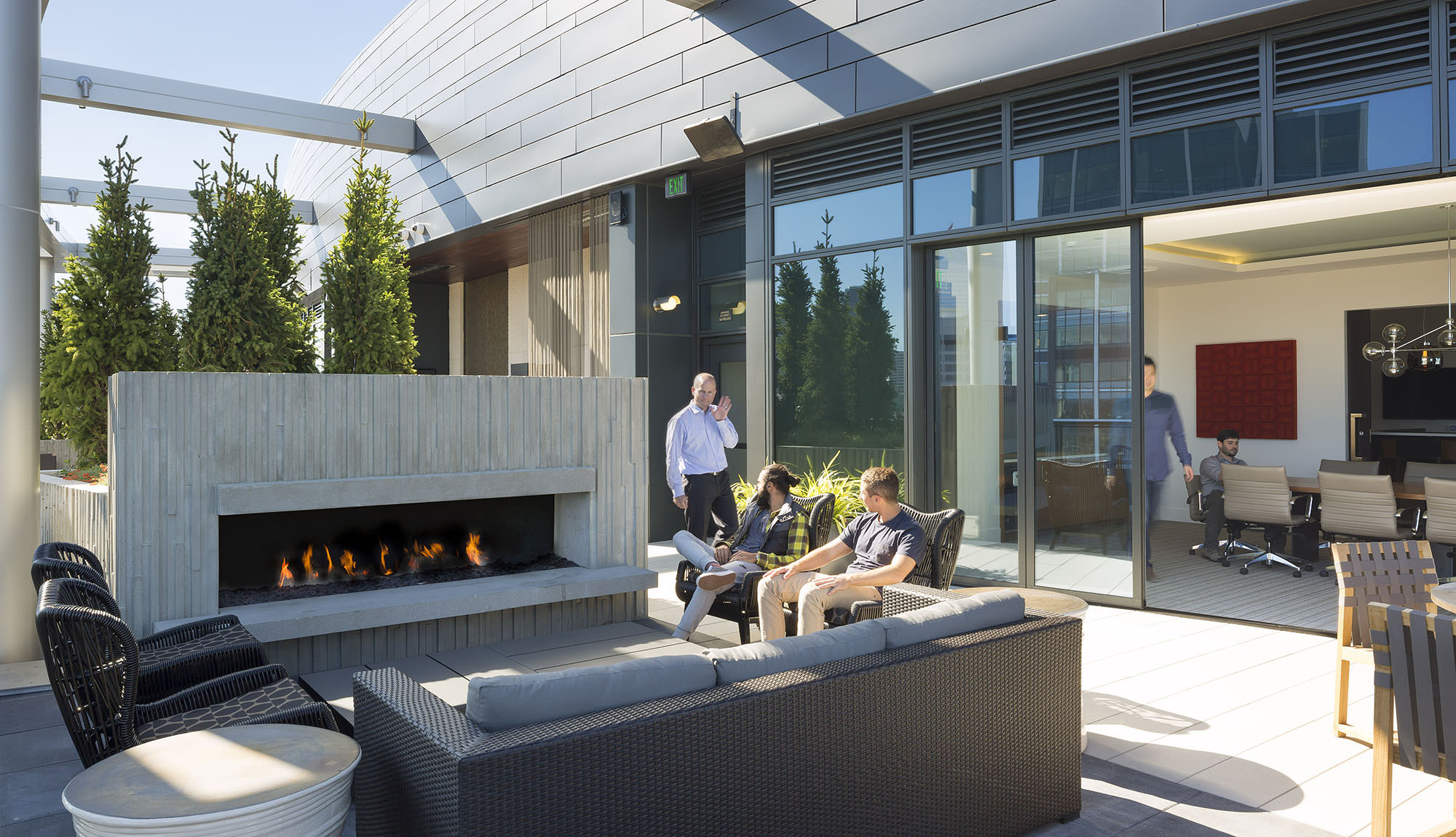 Cirrus's rooftop outdoor fireplace