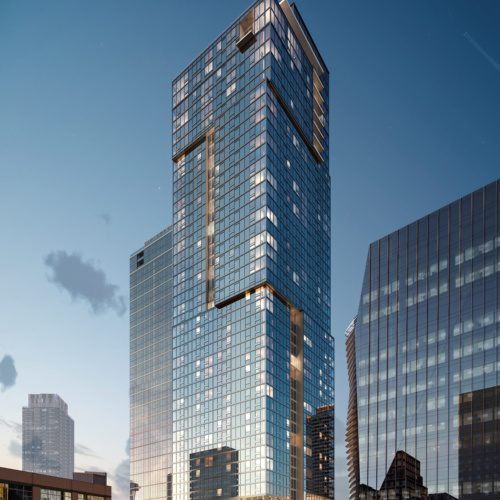 The Ayer high-rise tower at dusk
