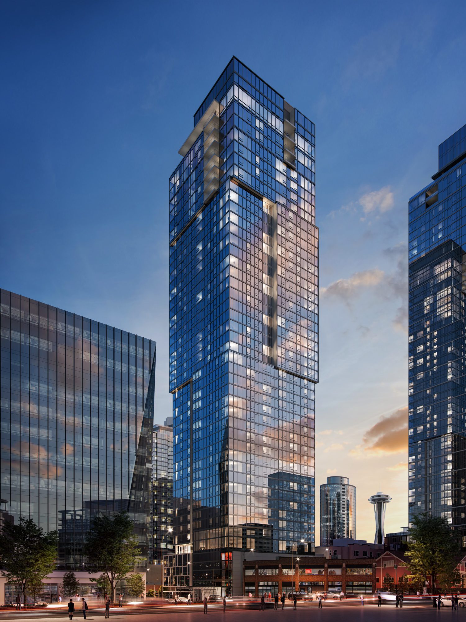 Rendering of The Ayer high-rise tower at dusk