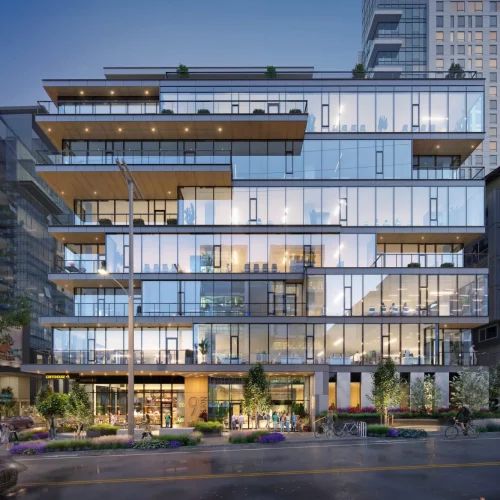 Rendering of 9North in South Lake Union at night