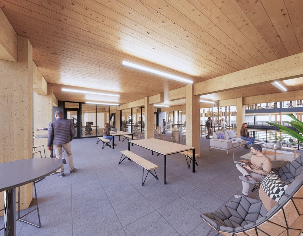 Rendering of Outdoor office space on the Northlake Commons Connectors