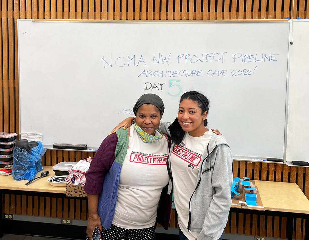 Photo of Susan Frieson and Alyssa Mitchell at NOMA NW Project Pipeline