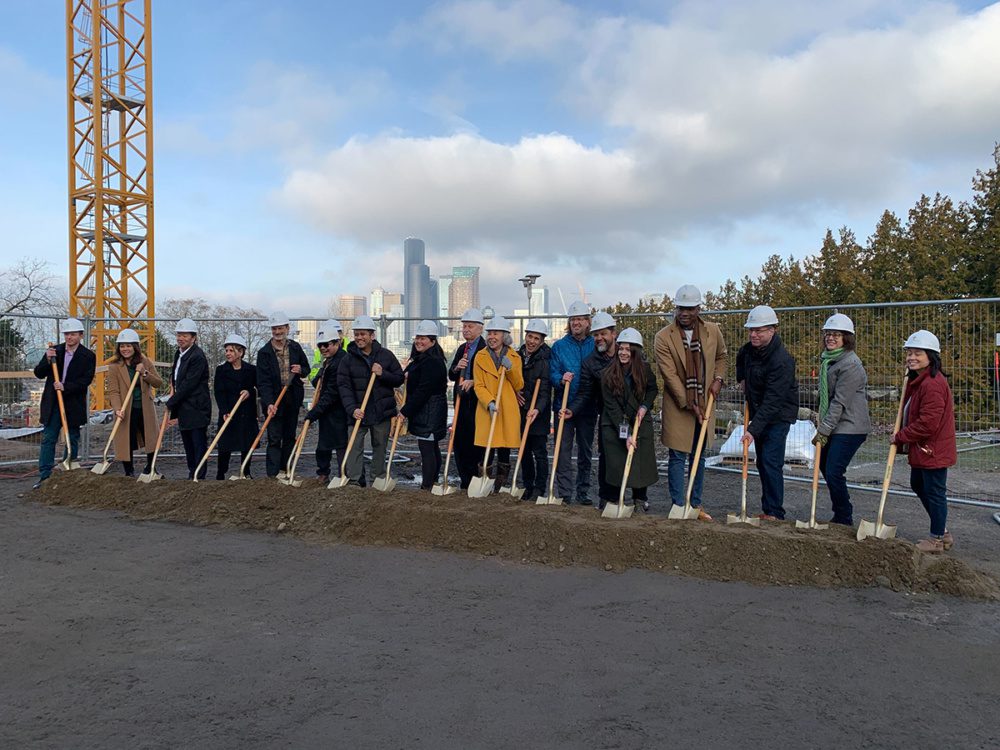 Photo of North Lot project team with shovels at the ground breaking ceremony