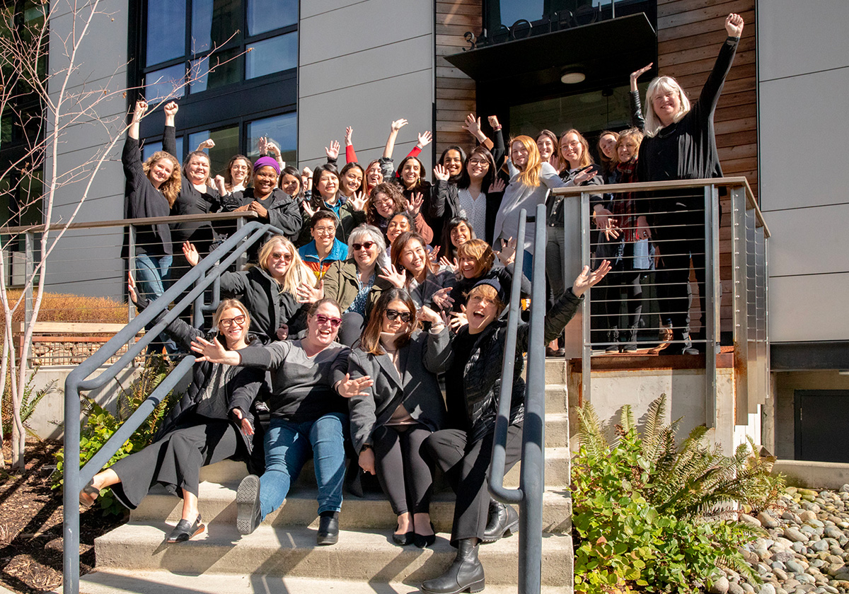 Photo of women employees outside at Weber Thompson celebrating International Women's Day