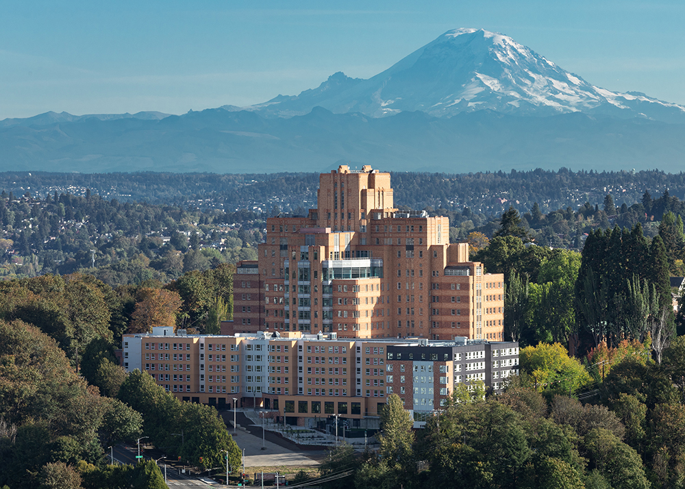 photo of beacon pacific village with mt rainier in the background