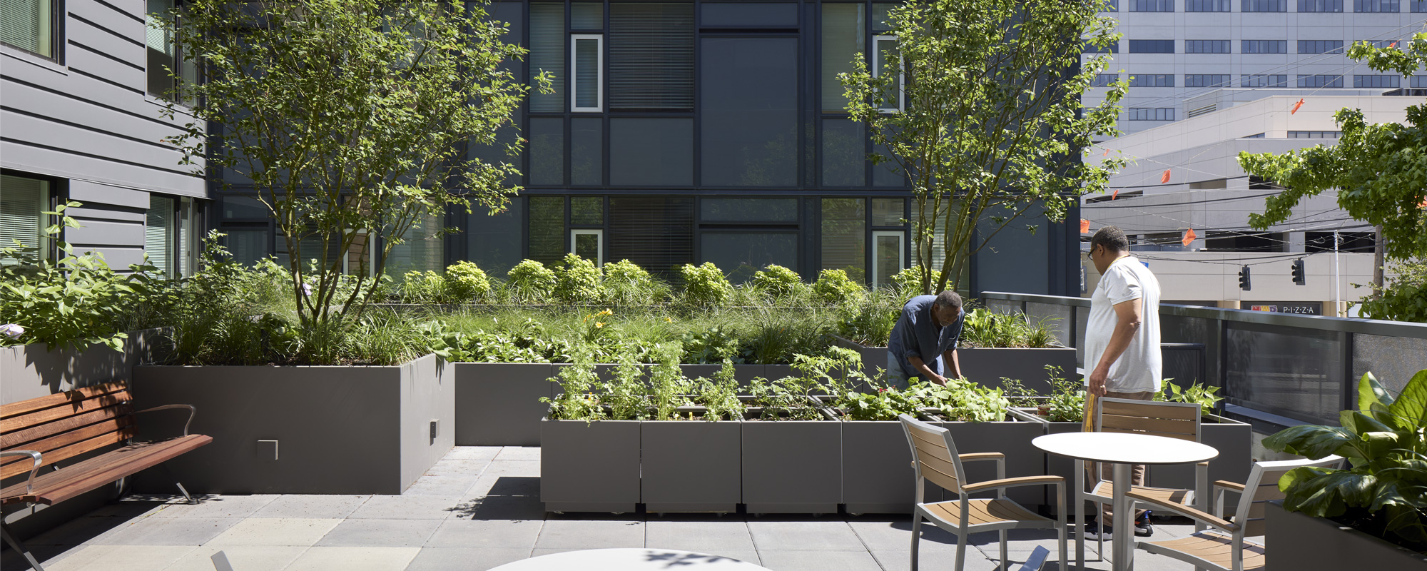 Photo of Blake House / Rise on Madison residents in a community garden