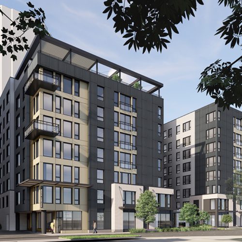rendering of the mid rise crest development in bellevue