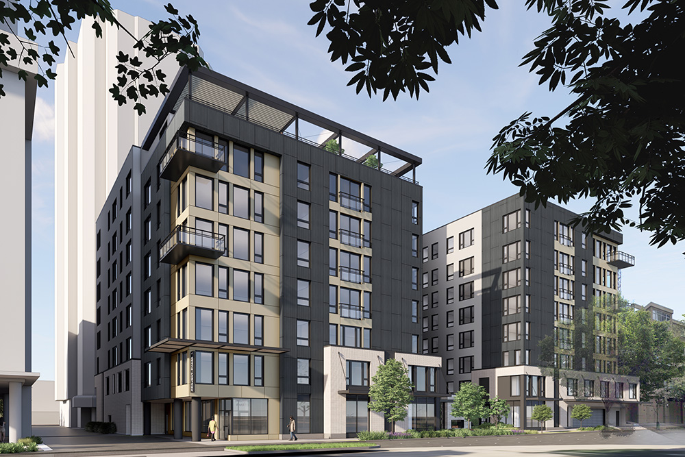 rendering of the mid rise crest development in bellevue