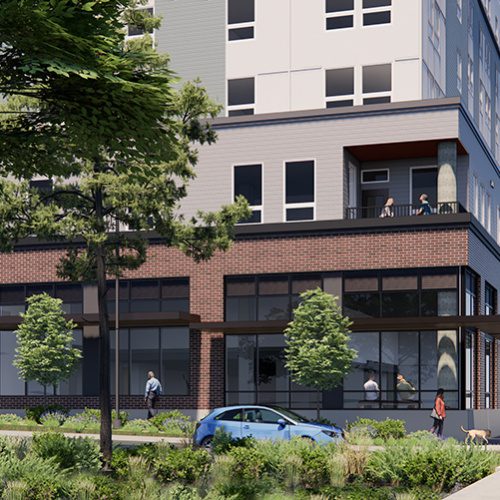 rendering of trailhead mixed use project in issaquah