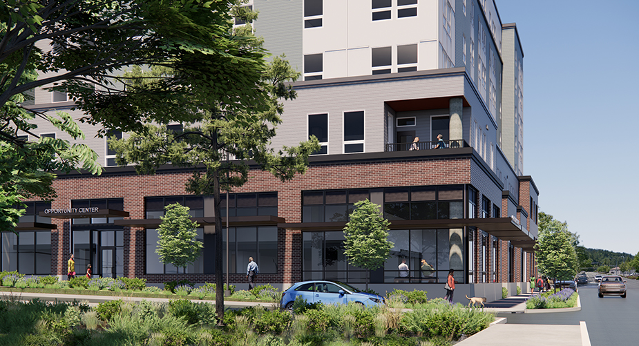 rendering of trailhead mixed use project in issaquah
