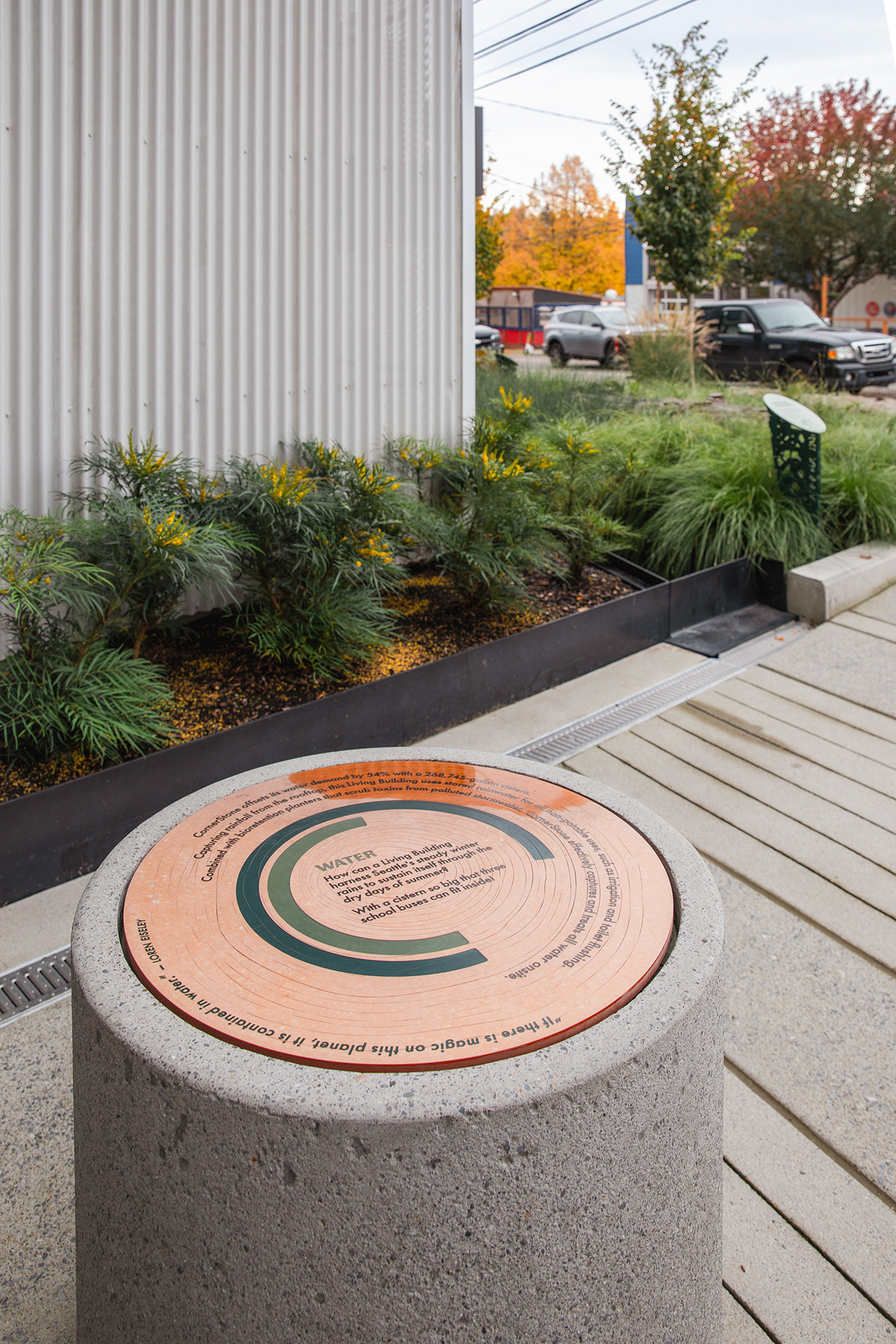 Close-up of CornerStone benchmark showing water usage graphic