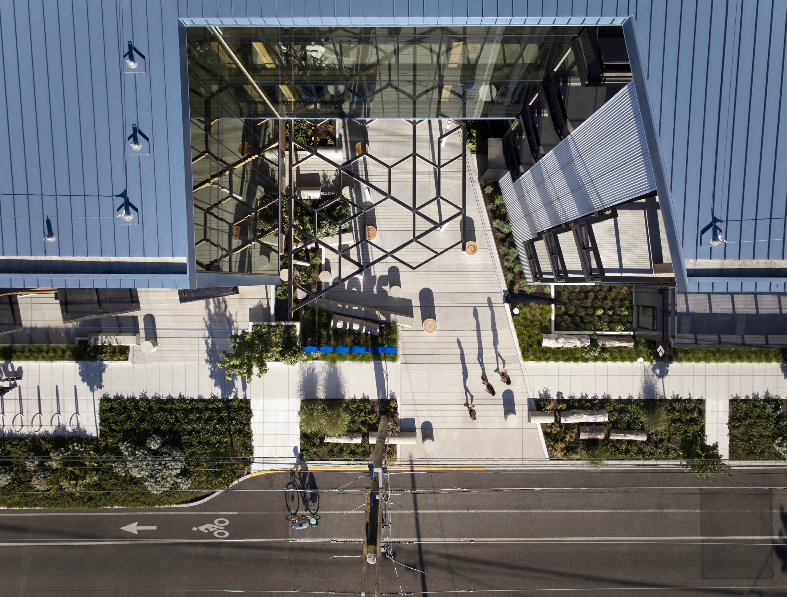 Aerial view of CornerStone commercial office main entry